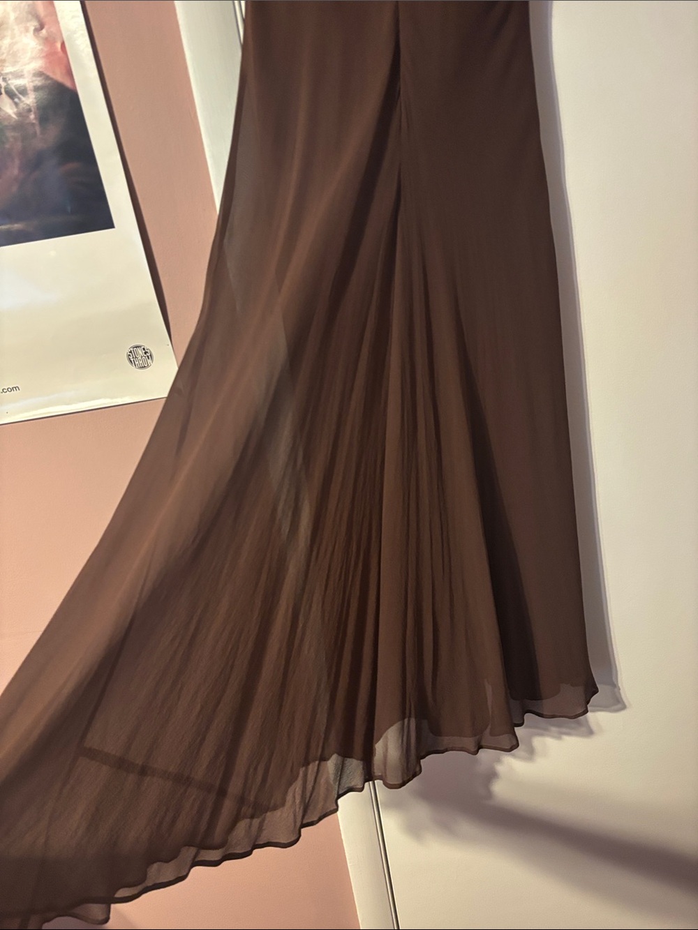 Vintage Y2K Silk Beaded Brown Formal Long Dress Gala Party Special Occasion Cute - Picture 7 of 17